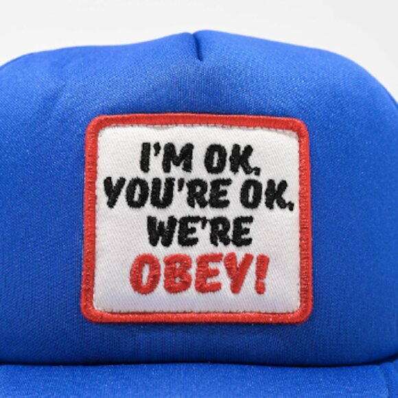 Obey Hat  Blue Trucker white red front Logo NWT - Picture 4 of 4